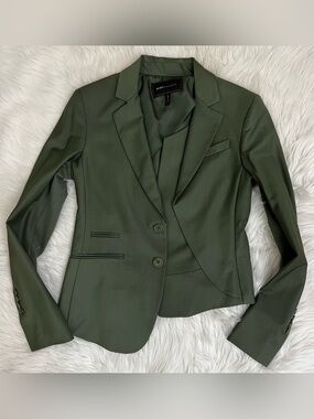 NWOT! BCBG MaxAzria Everglade Green Double Style Asymmetrical Wool Blend Blazer